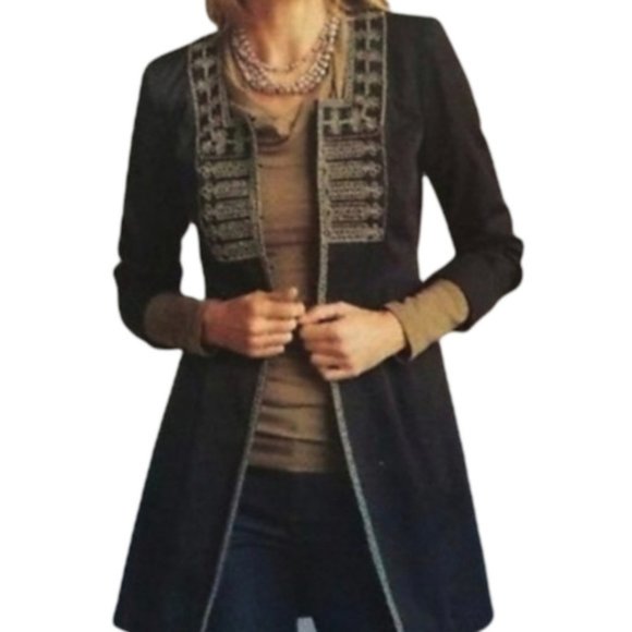 CAbi Jackets & Blazers - Cabi womens trench jacket size 8 gray Turkish Delight Sgt Peppers style beaded
